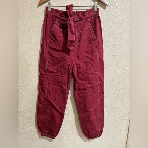 Rebecca Taylor red jogger paper bag pants SAMPLE S - Picture 1 of 7